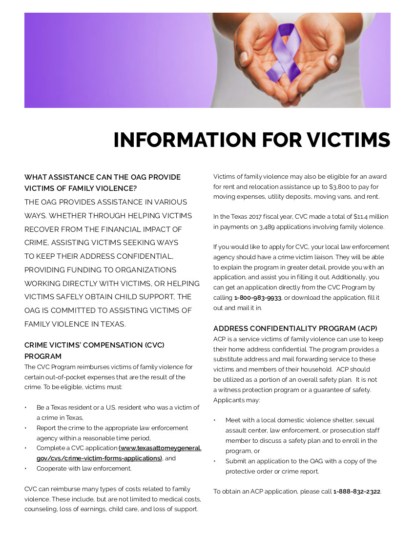 Family violence victims brochure